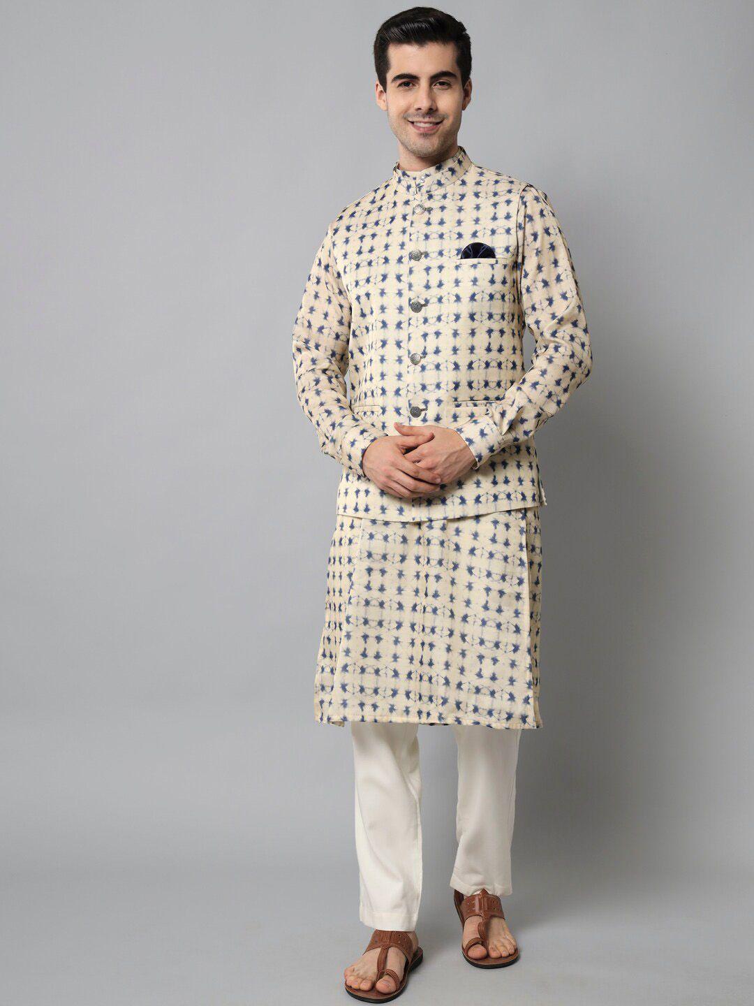 maxence men bandhani printed pure cotton kurta with pyjamas