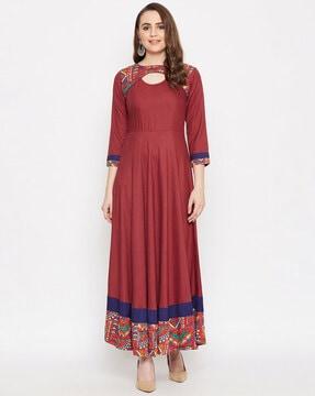 maxi dress with 3/4th sleeves