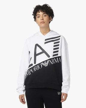 maxi logo full sleeves hood neck regular fit sweatshirt