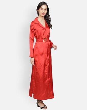 maxi shirt dress with notched lapel