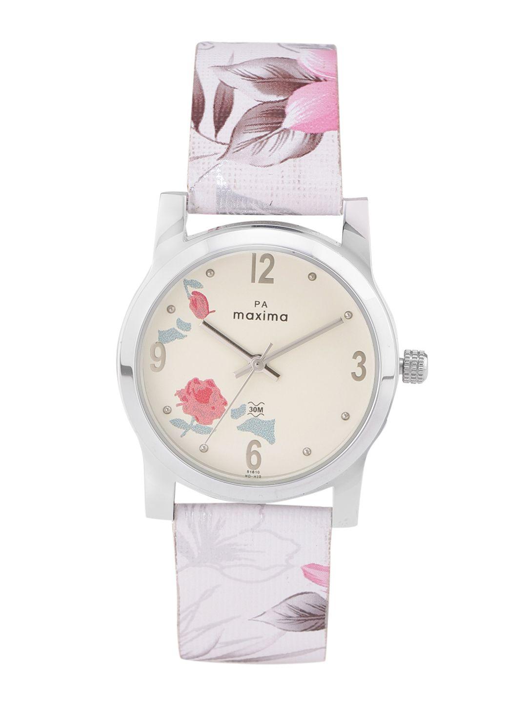 maxima women floral print analogue watch 51610lmli