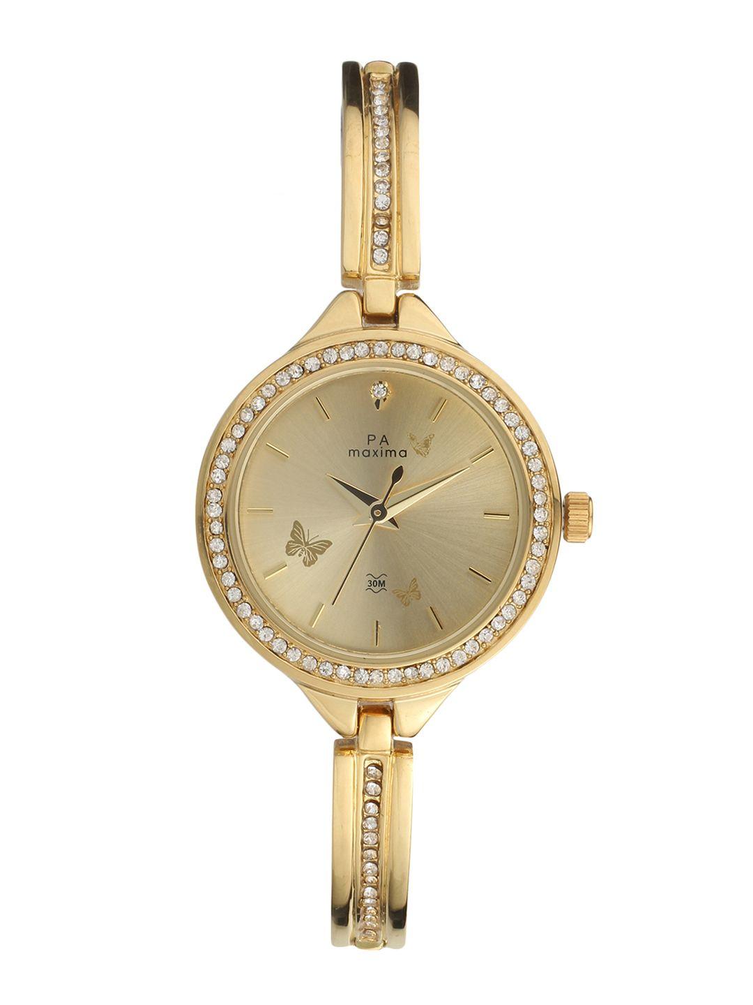 maxima women gold-toned analogue watch 52821bmly