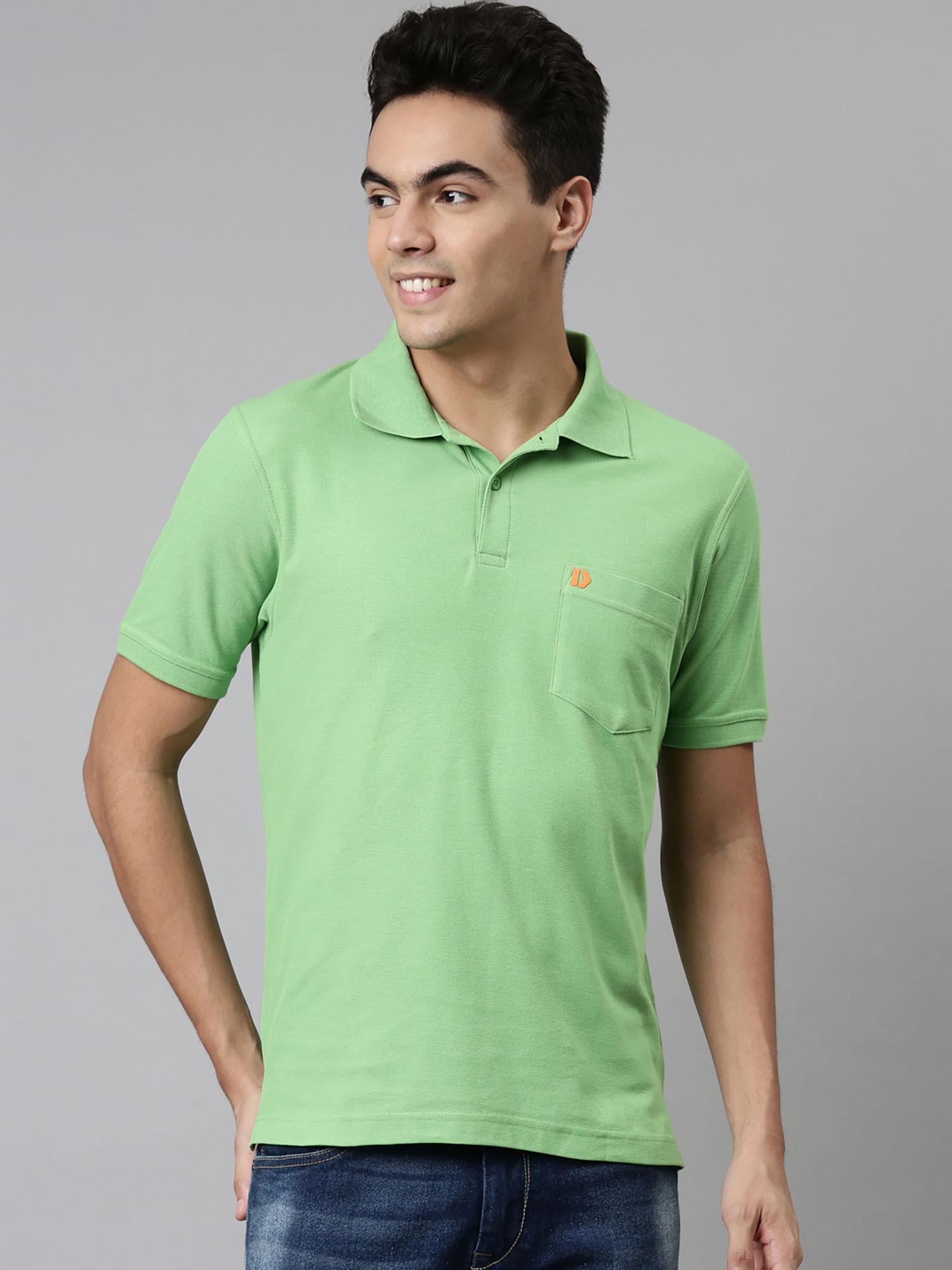 maximus mens anti microbial finish polo neck short sleeves solid t-shirt green