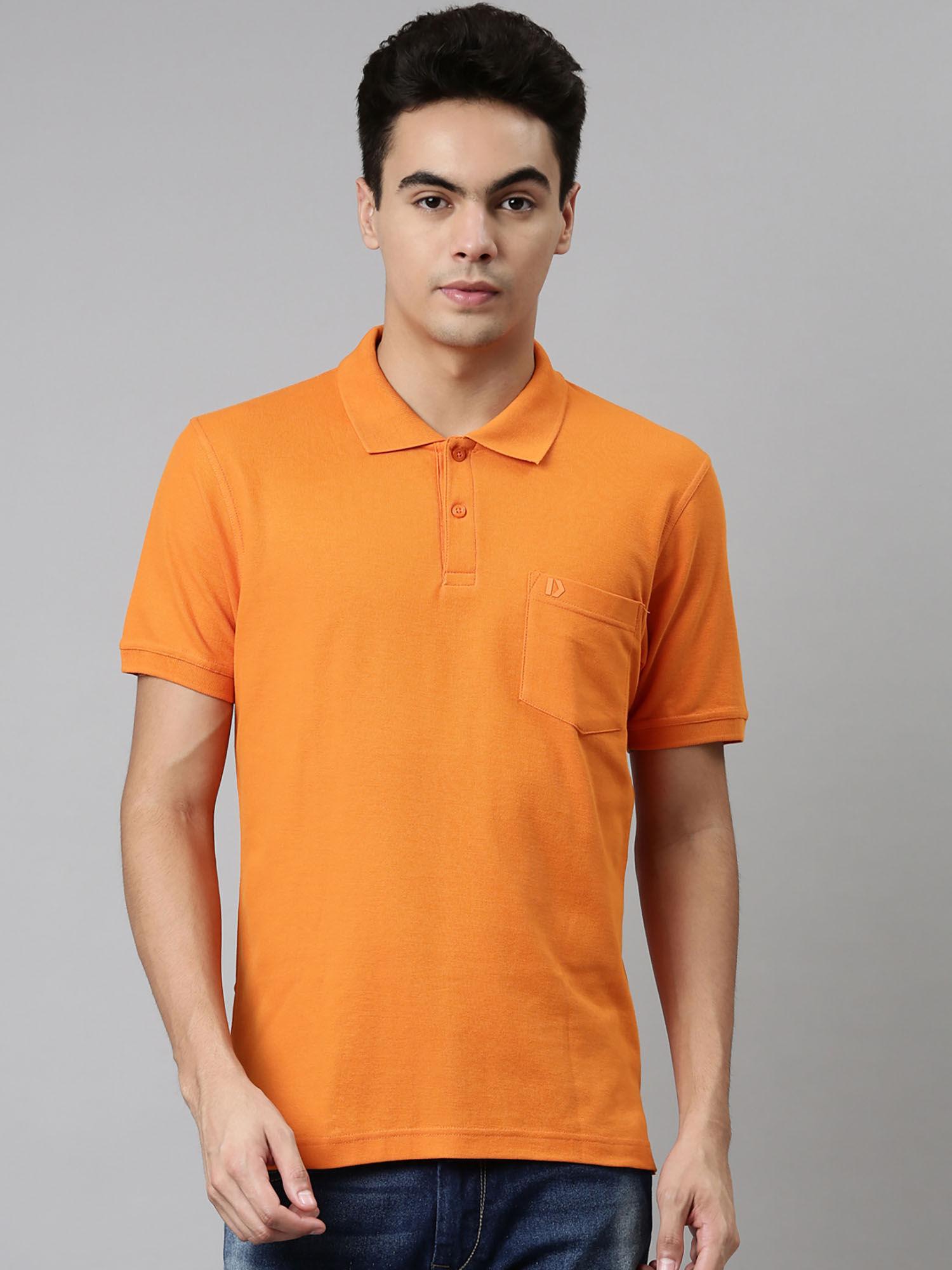 maximus mens anti microbial finish polo neck short sleeves solid t-shirt orange