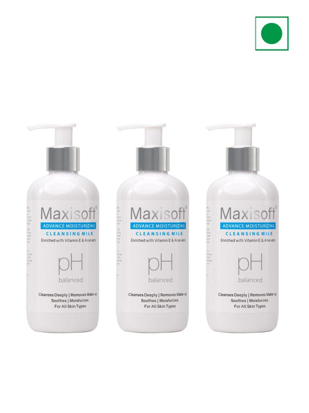 maxisoft set of 3 advanced moisturizing cleansing milk with vitamin e - 300 ml each