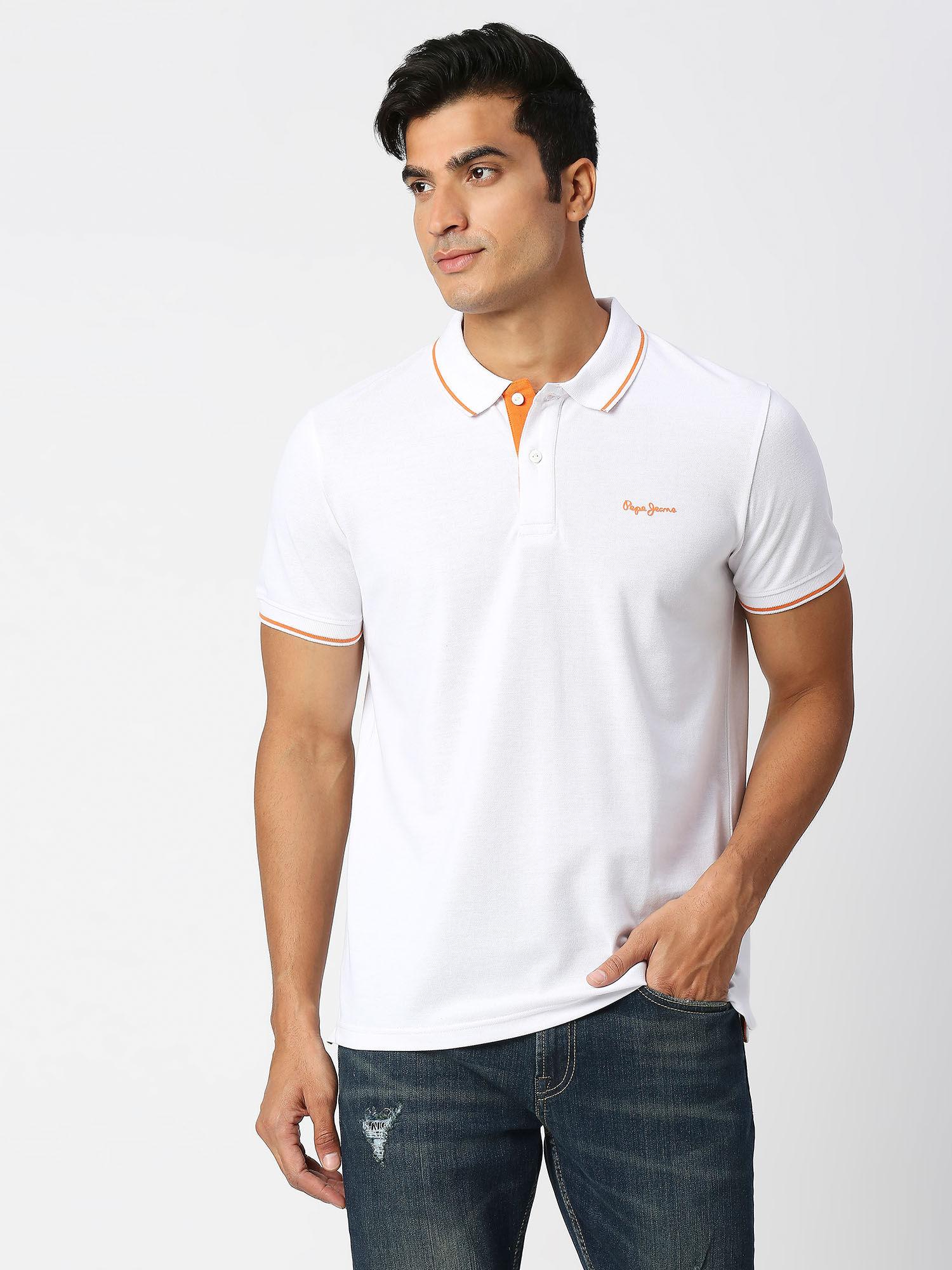 maxton white solid polo t-shirt