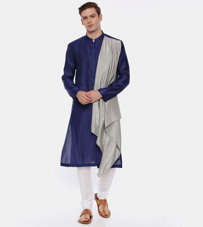 mayank modi blue grey drape kurta set