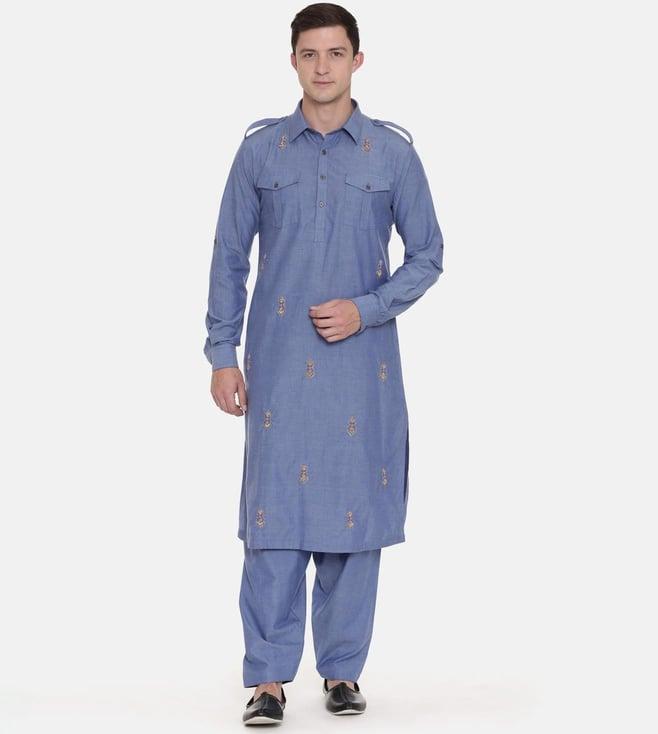 mayank modi pathani blue kurta set