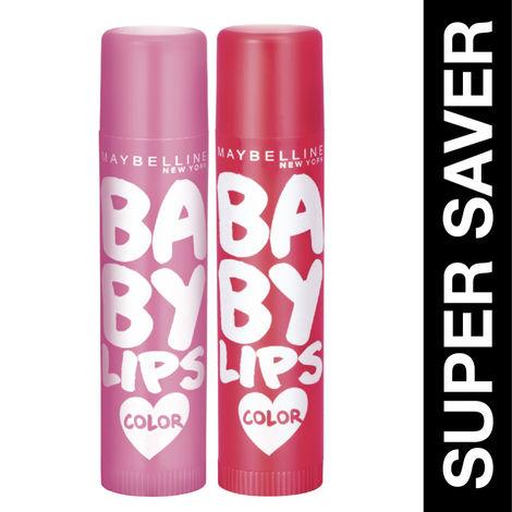 maybeline new york baby lips, pink lolita & cherry kiss pack of 2 (4g + 4g)