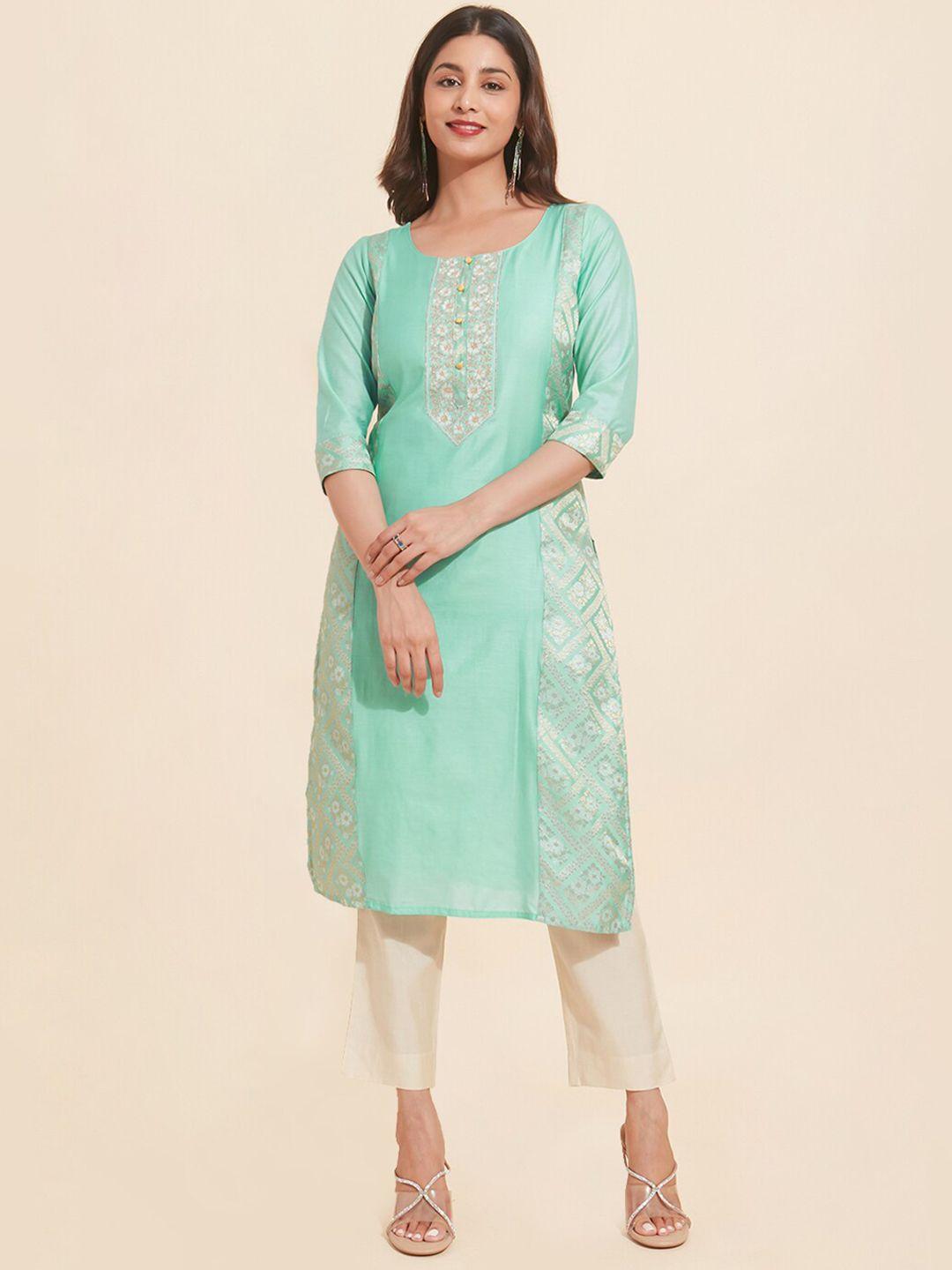 maybell floral embroidered silk kurta