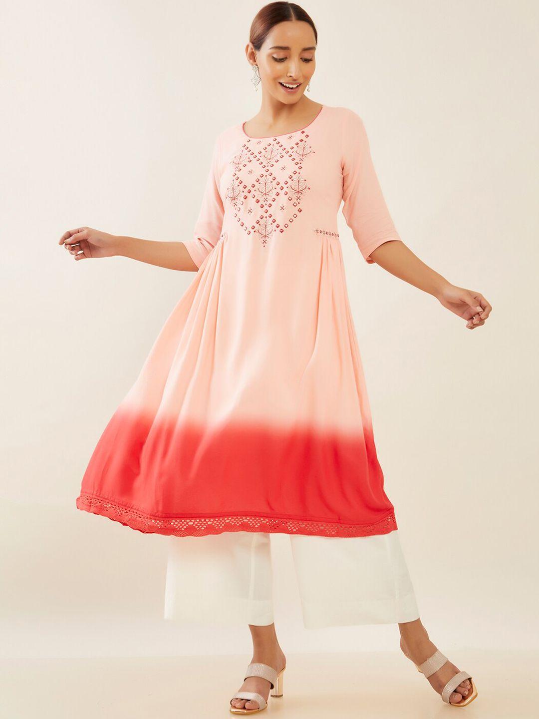 maybell  dyed thread work a-line kurta