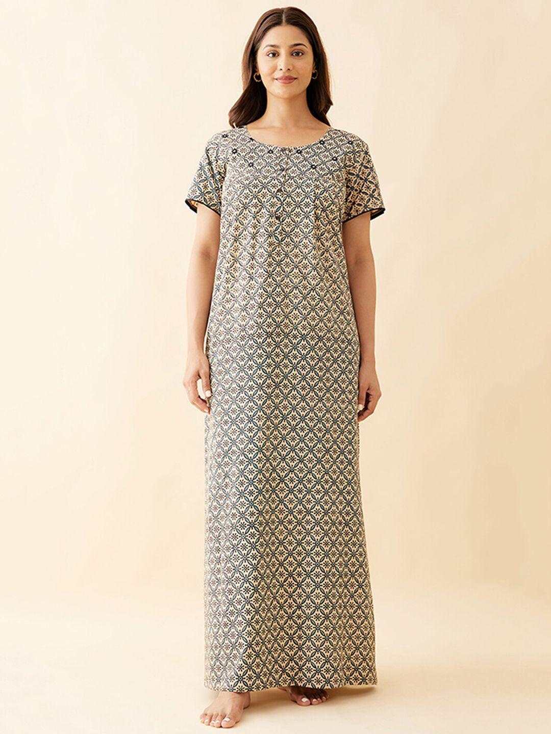 maybell blue embroidered short sleeves nightdress