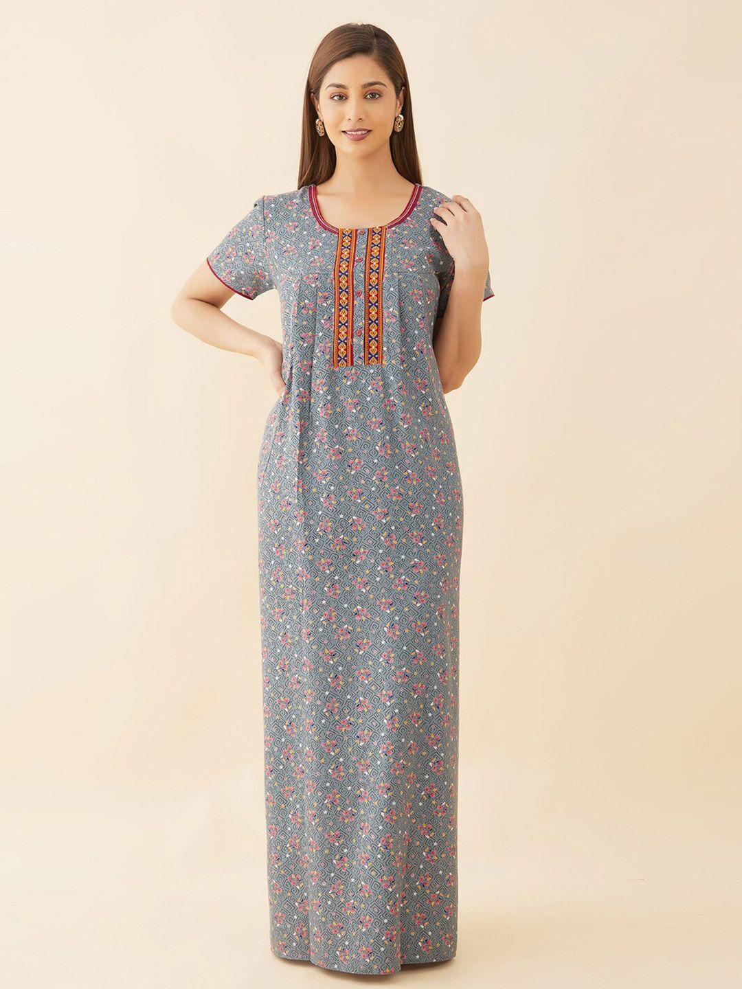 maybell blue printed maxi nightdress