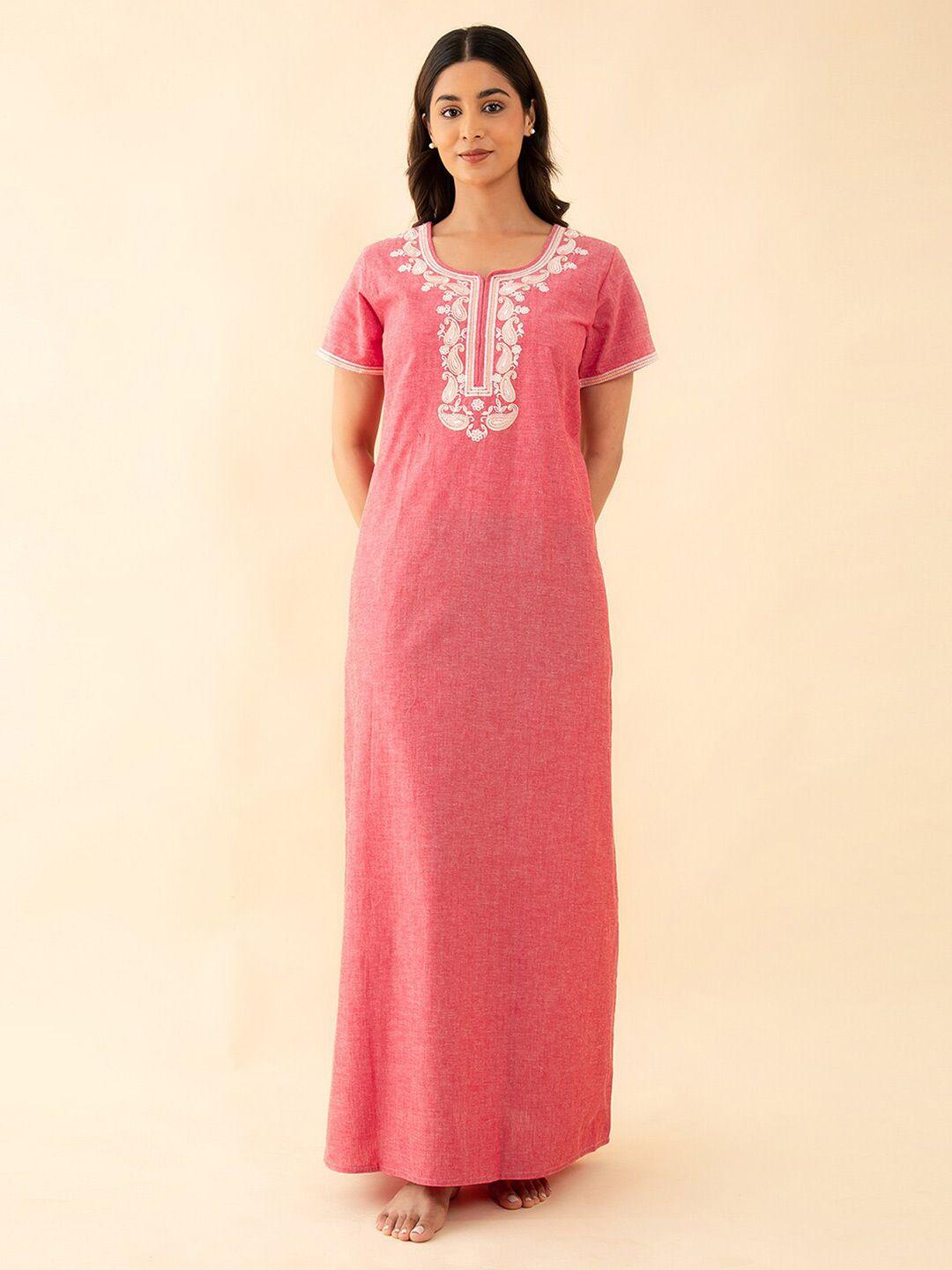 maybell embroidered pure cotton maxi nightdress