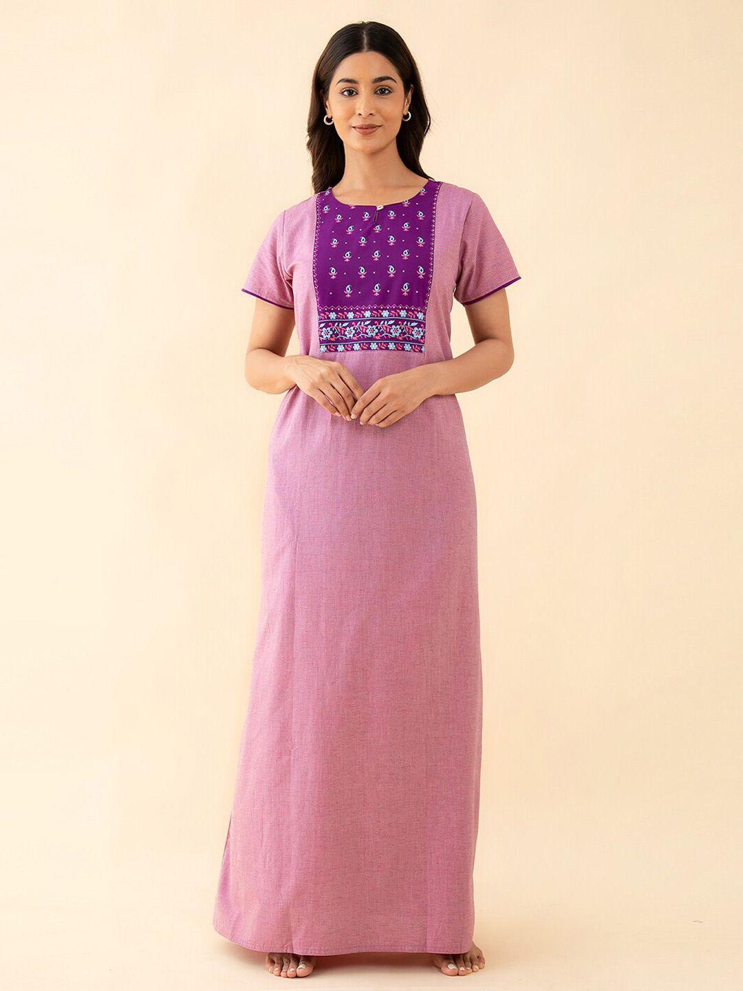 maybell ethnic motif printed pure cotton maxi nightdress