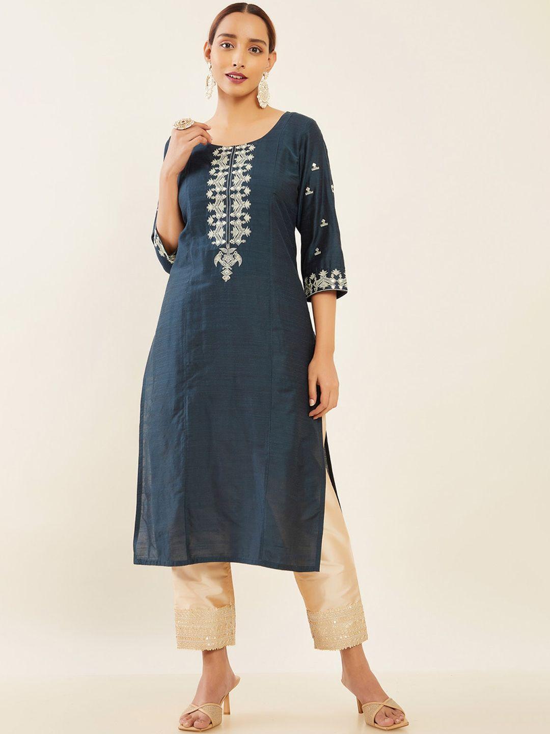 maybell ethnic motifs embroidered  a-line kurta