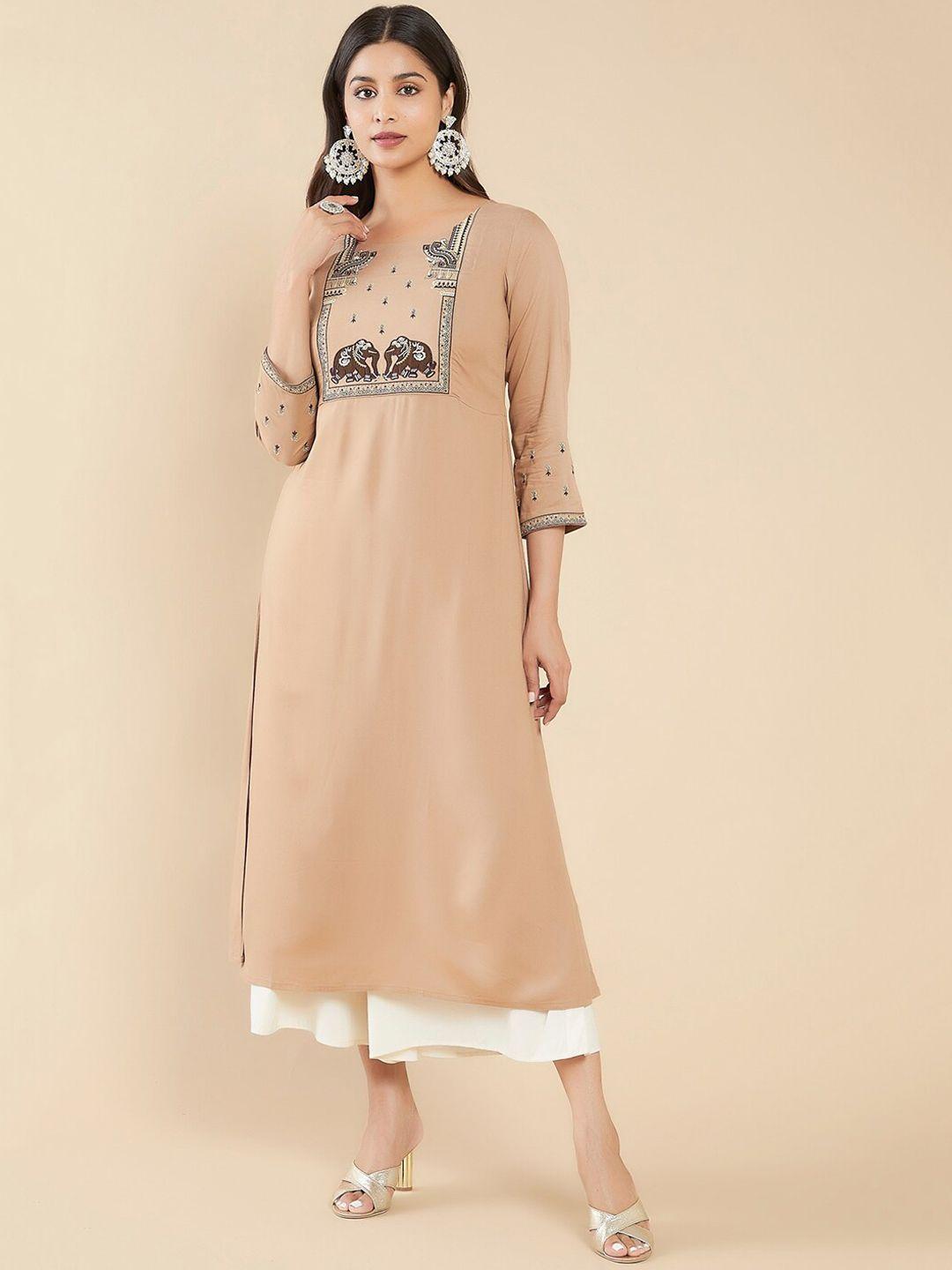 maybell ethnic motifs embroidered a-line kurta