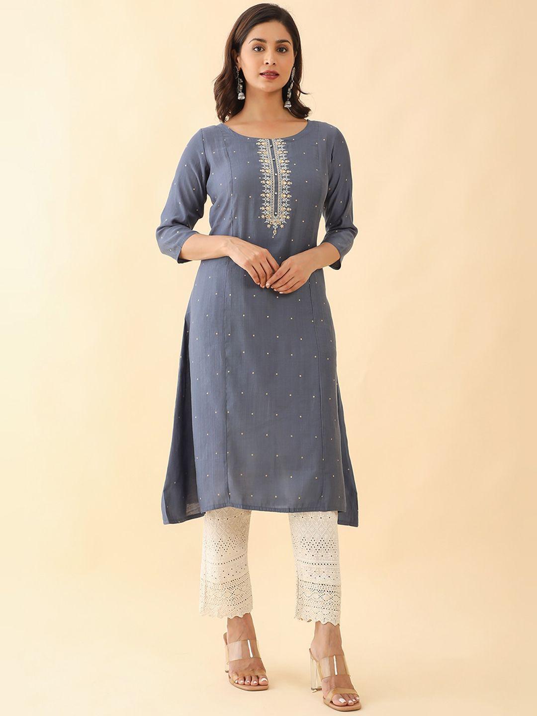 maybell ethnic motifs embroidered mirror work kurta