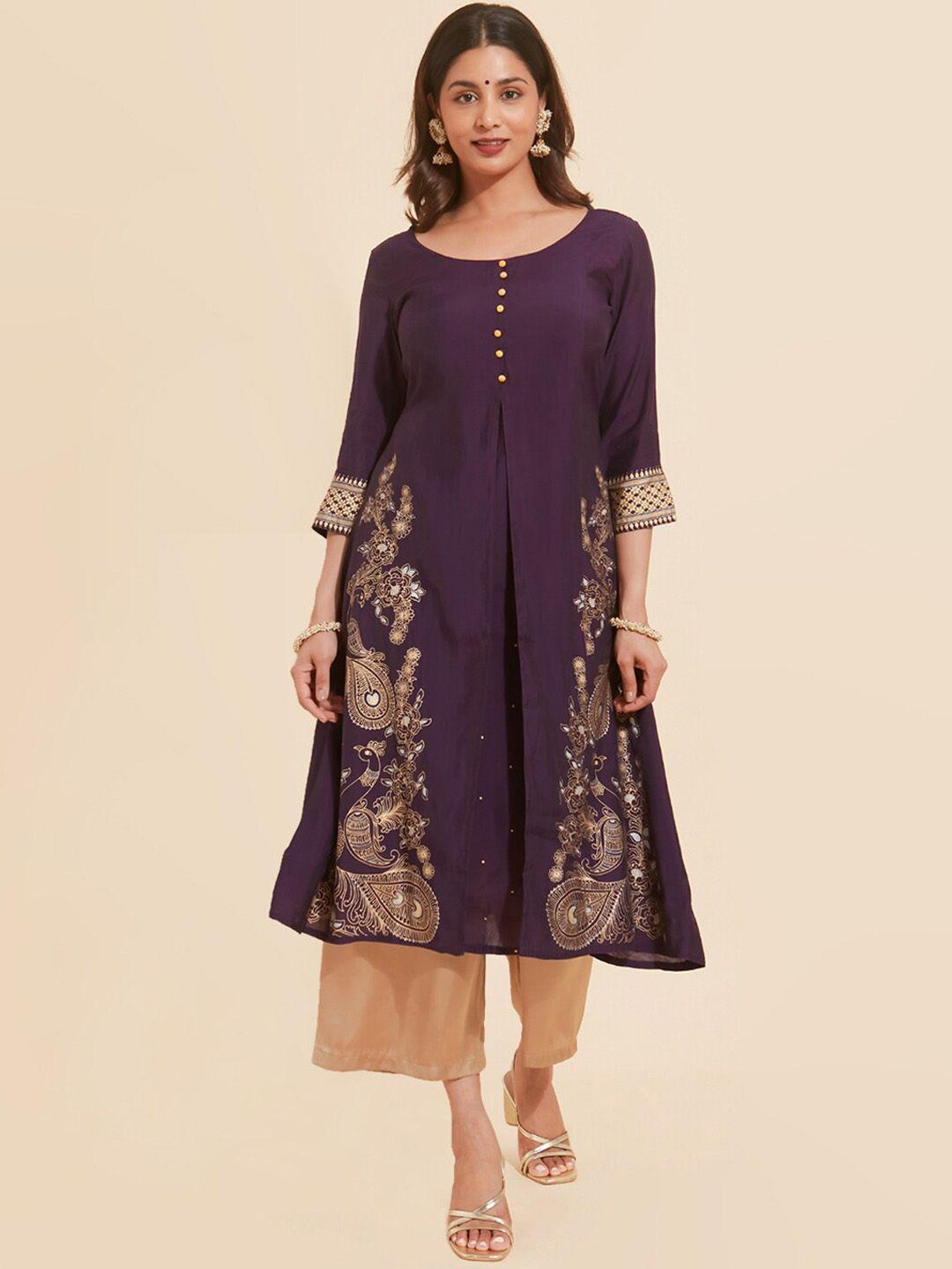 maybell ethnic motifs printed a-line kurta