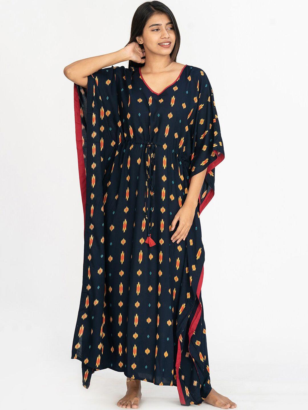 maybell ethnic motifs printed kaftan nightdress