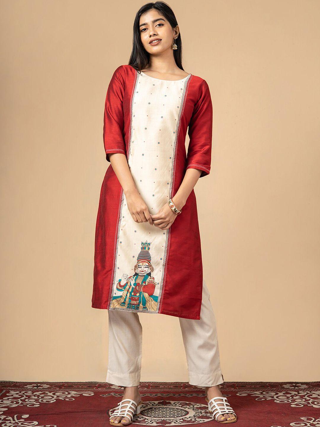 maybell ethnic motifs printed panelled kurta