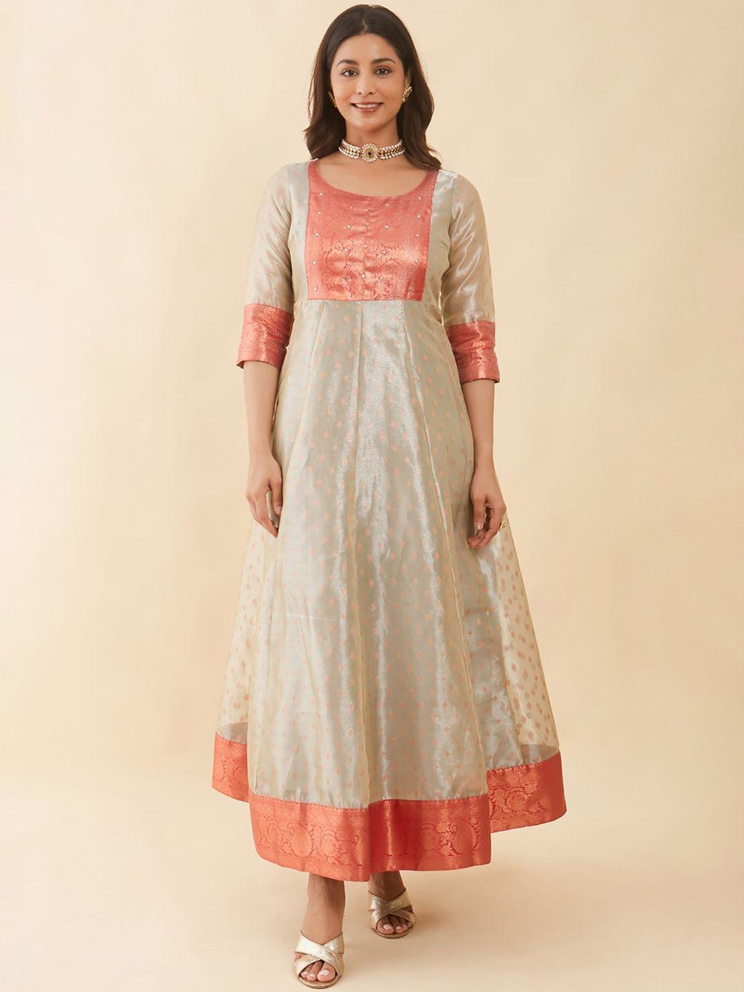 maybell ethnic motifs self design silk ethnic dress