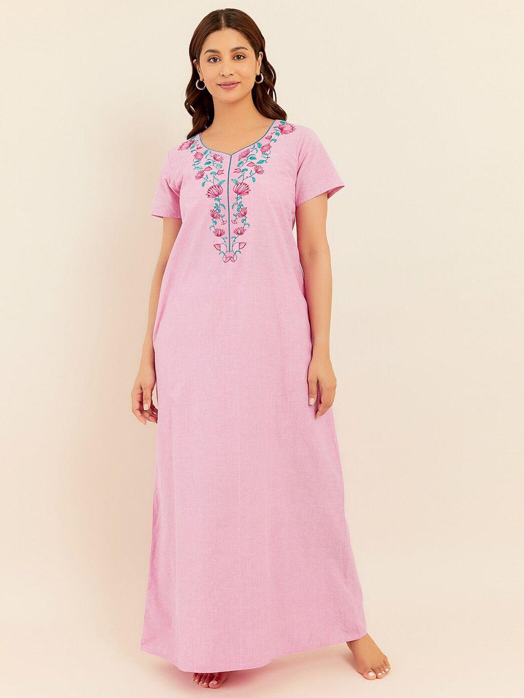 maybell floral embroidered pure cotton maxi nightdress