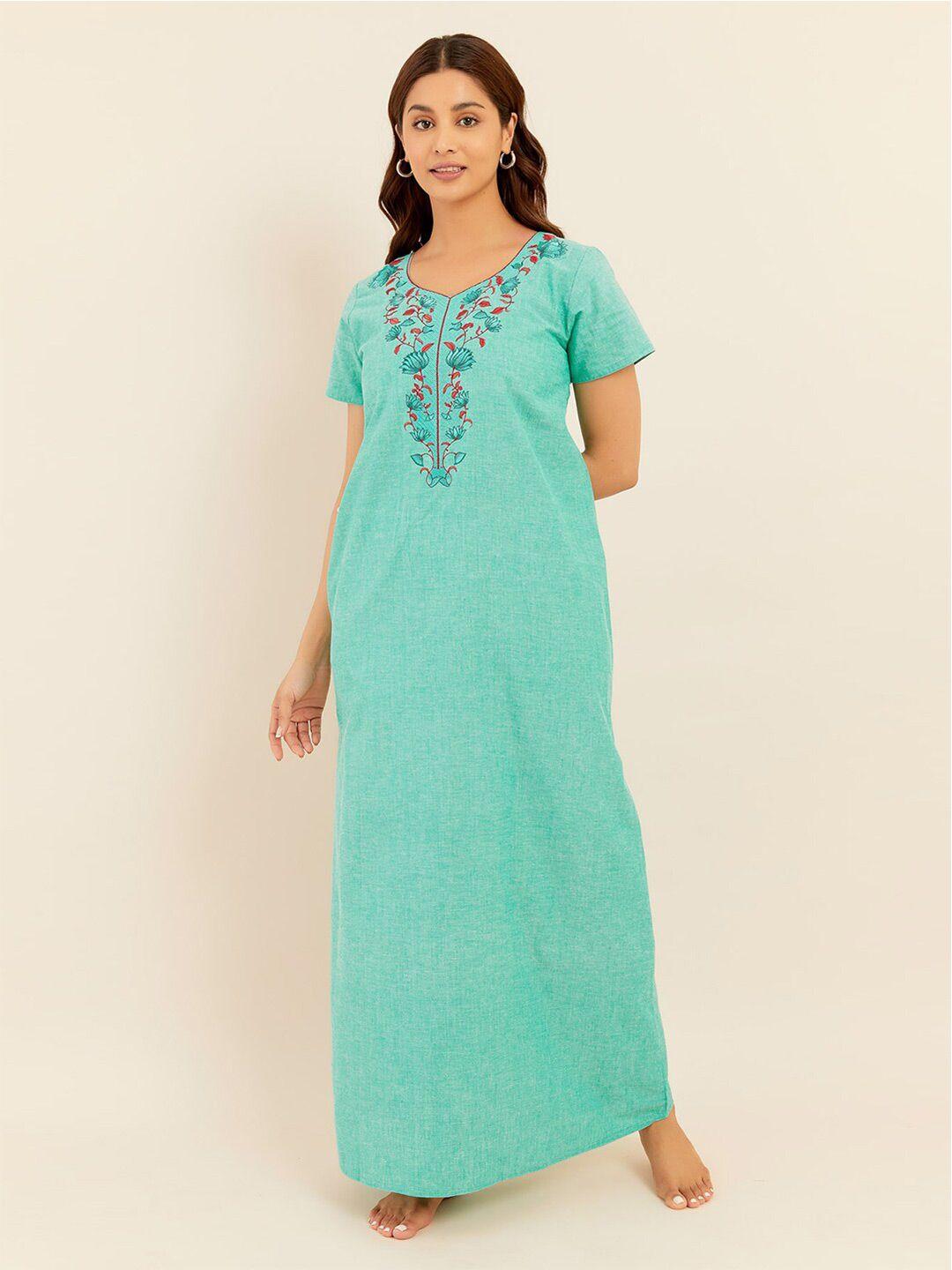 maybell floral embroidered pure cotton maxi nightdress