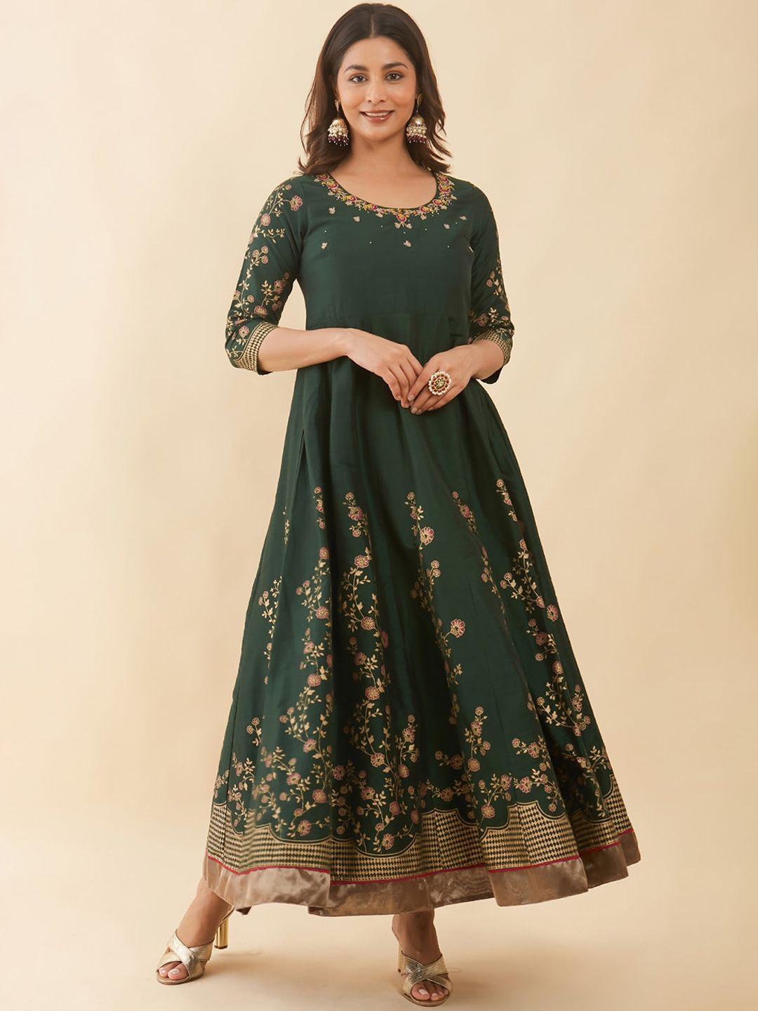 maybell floral embroidered silk ethnic dress