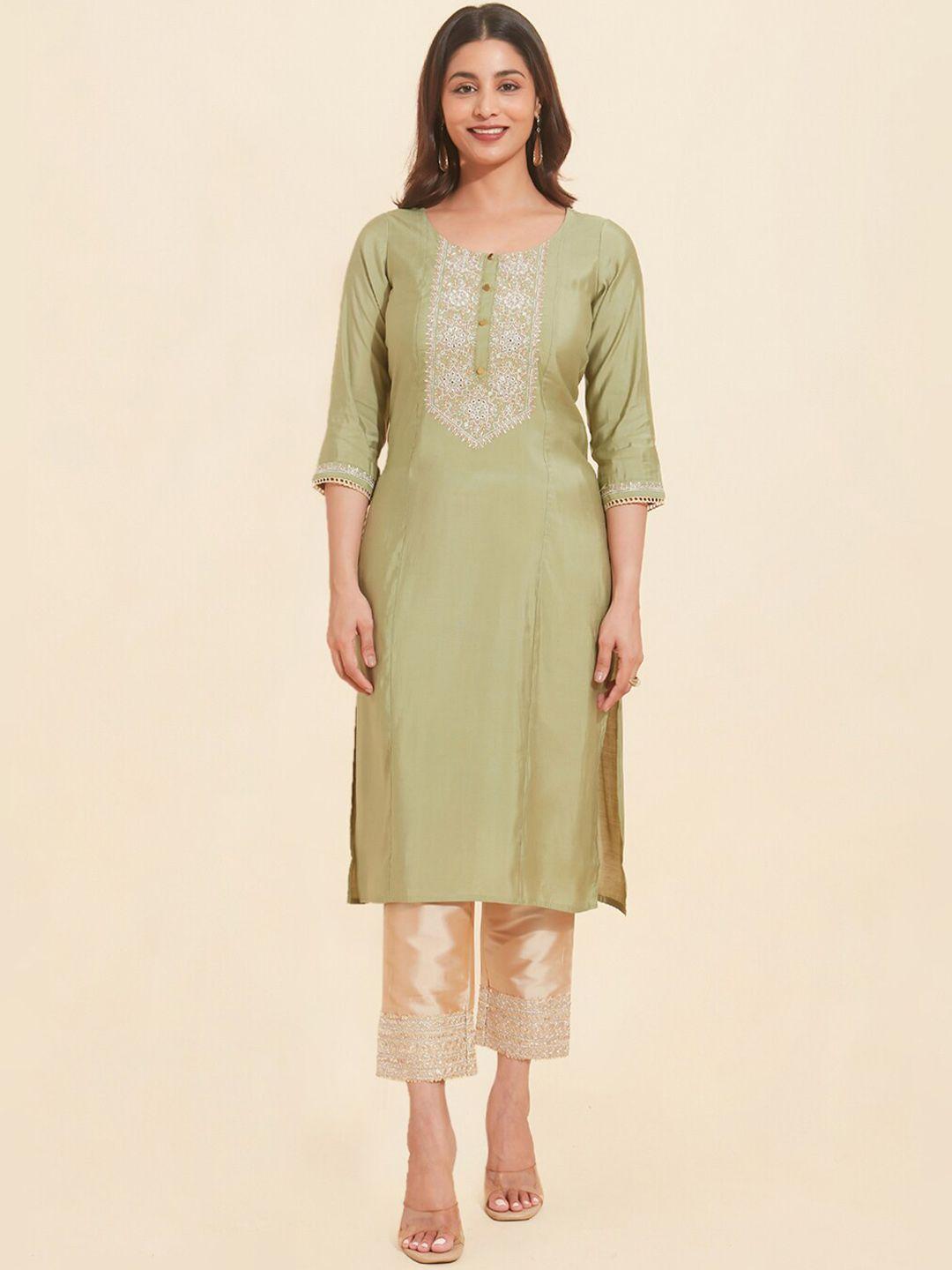 maybell floral embroidered straight kurta