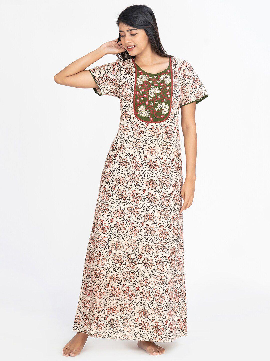 maybell floral printed pure cotton maxi nightdress