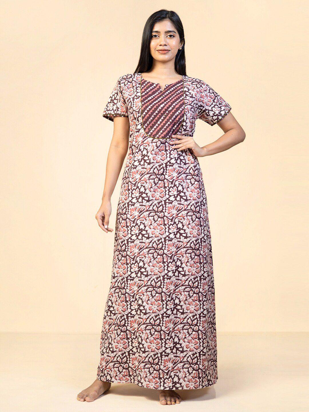maybell floral printed pure cotton maxi nightdress