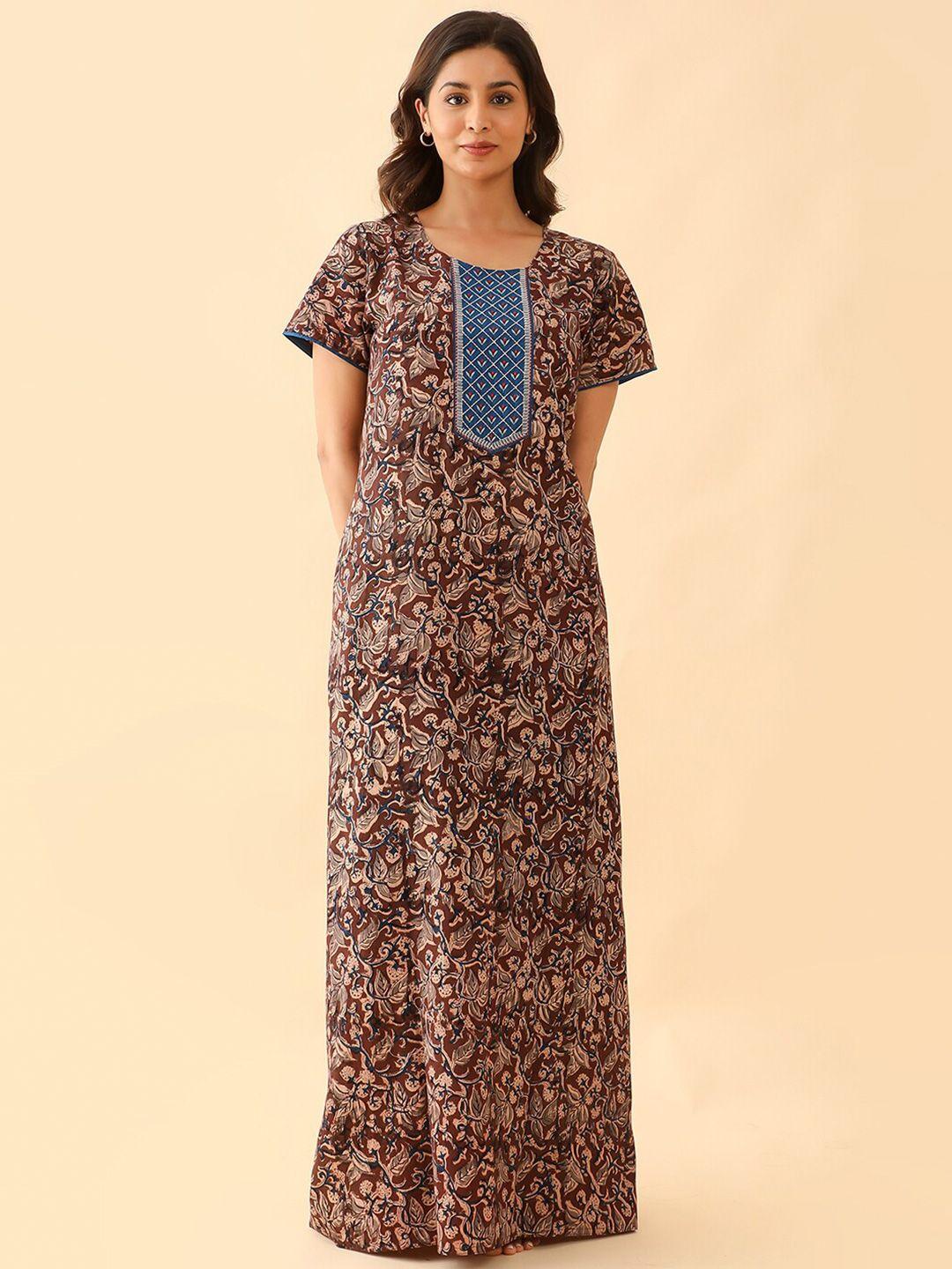 maybell floral printed pure cotton maxi nightdress
