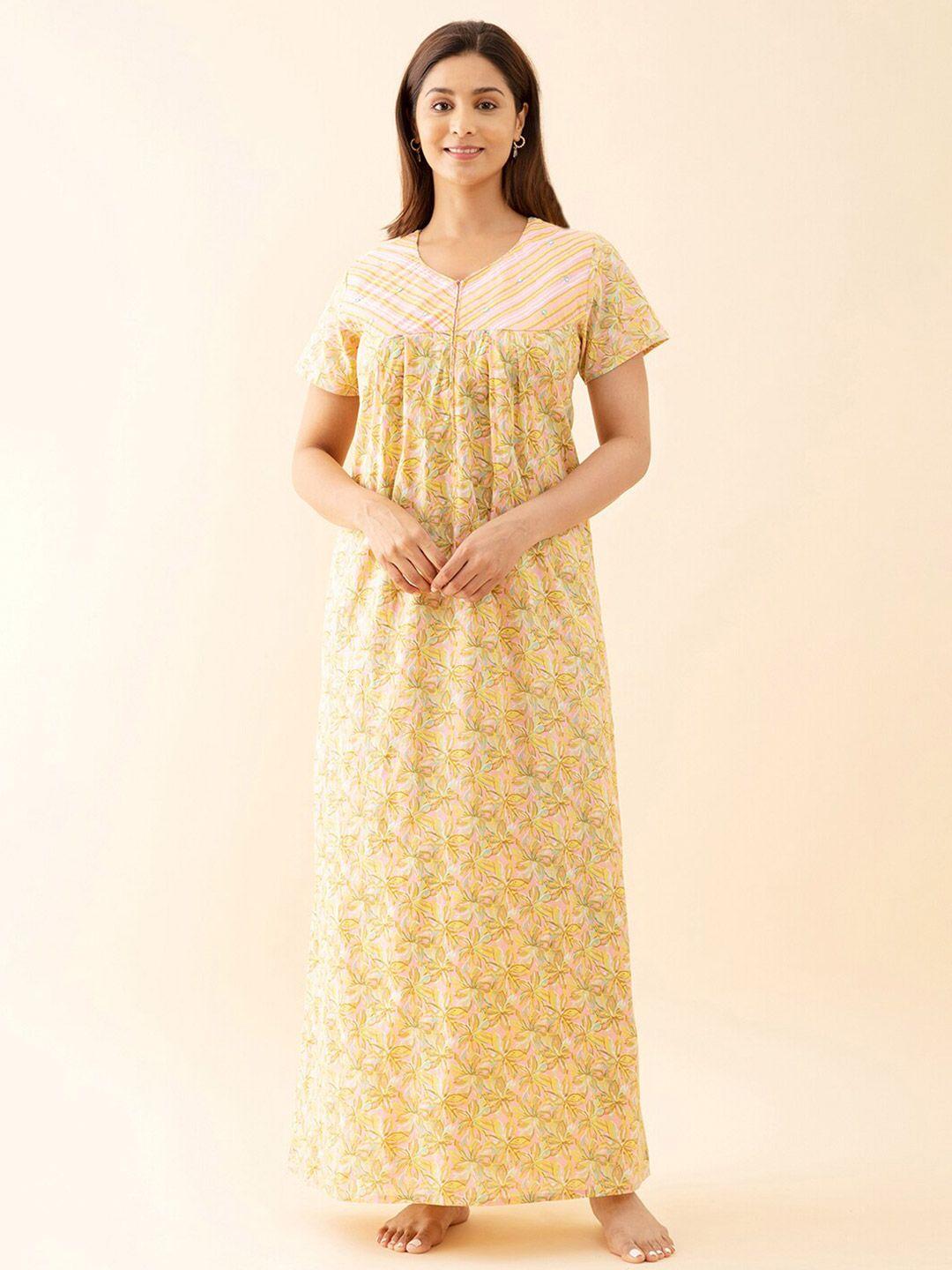 maybell floral printed pure cotton maxi nightdress