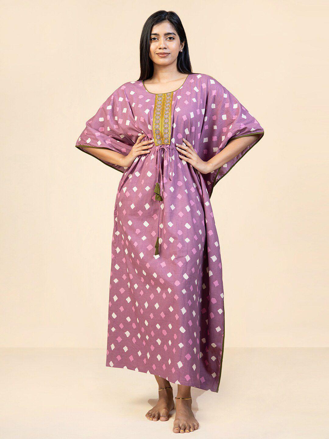 maybell geometric printed pure cotton maxi nightdress