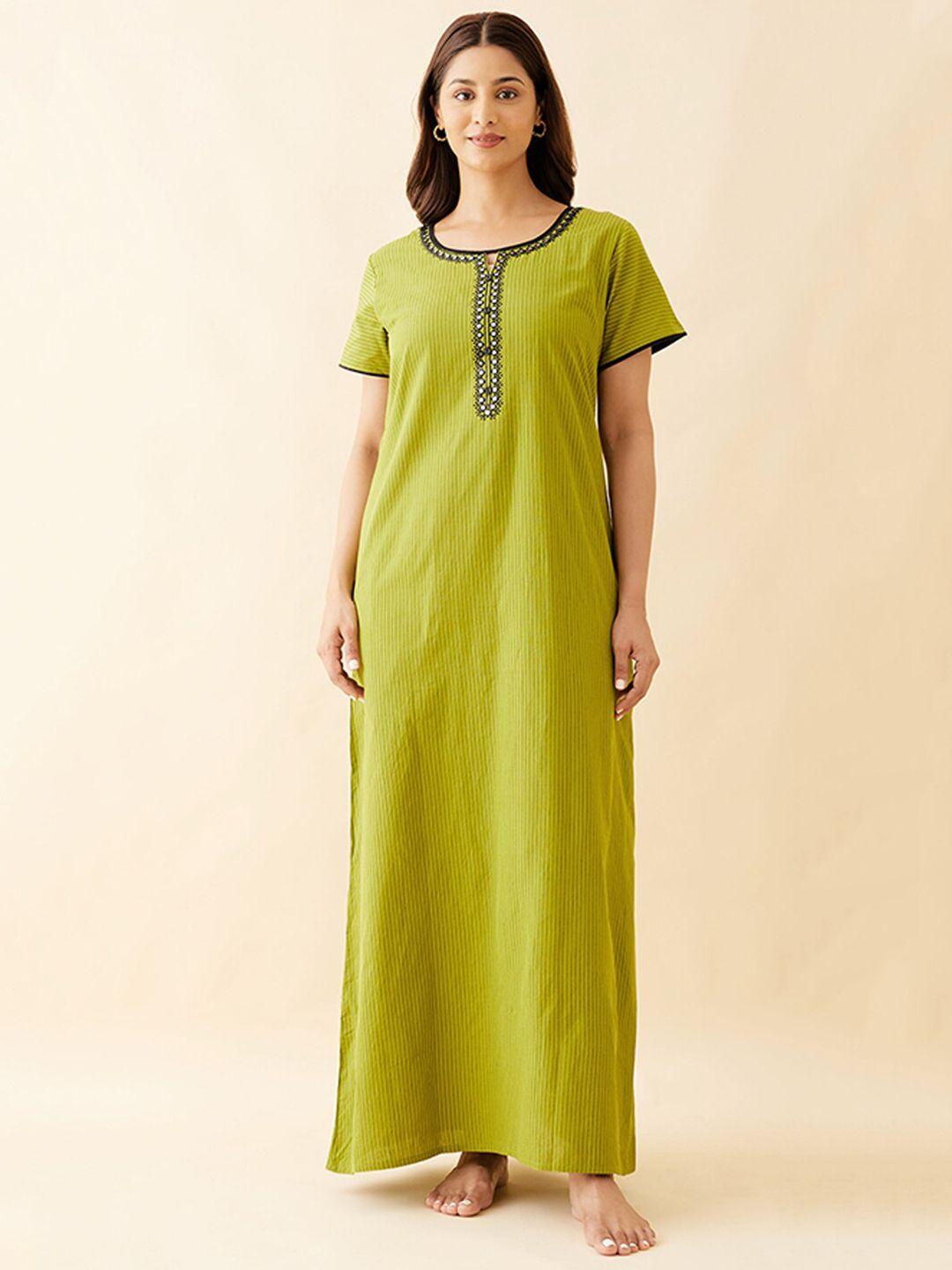 maybell green embroidered short sleeves nightdress