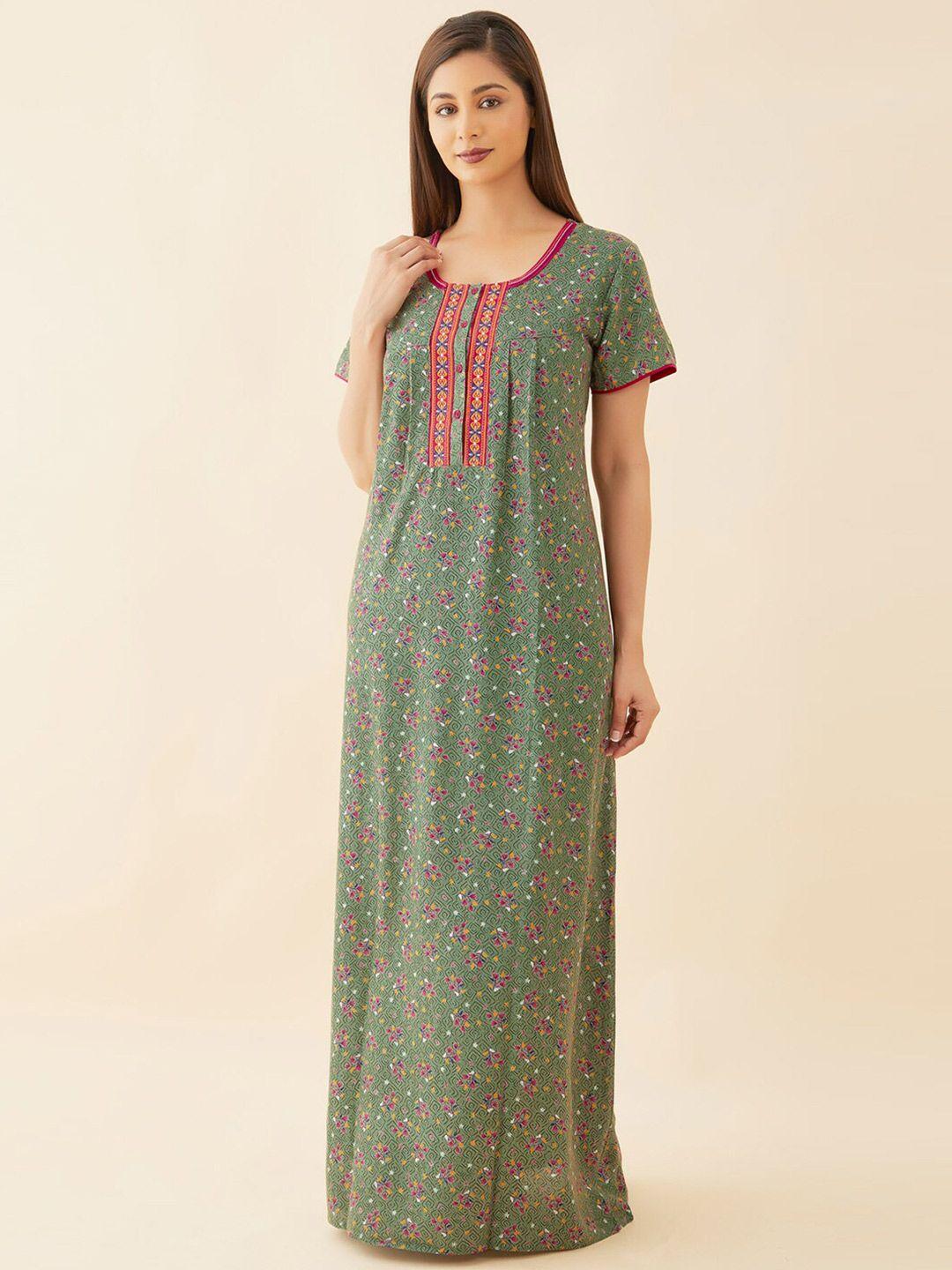 maybell green printed maxi nightdress