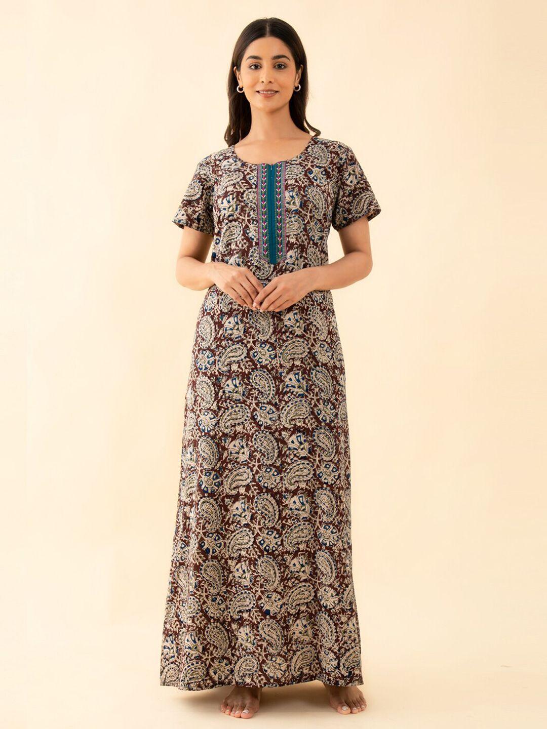 maybell paisley printed maxi pure cotton nightdress