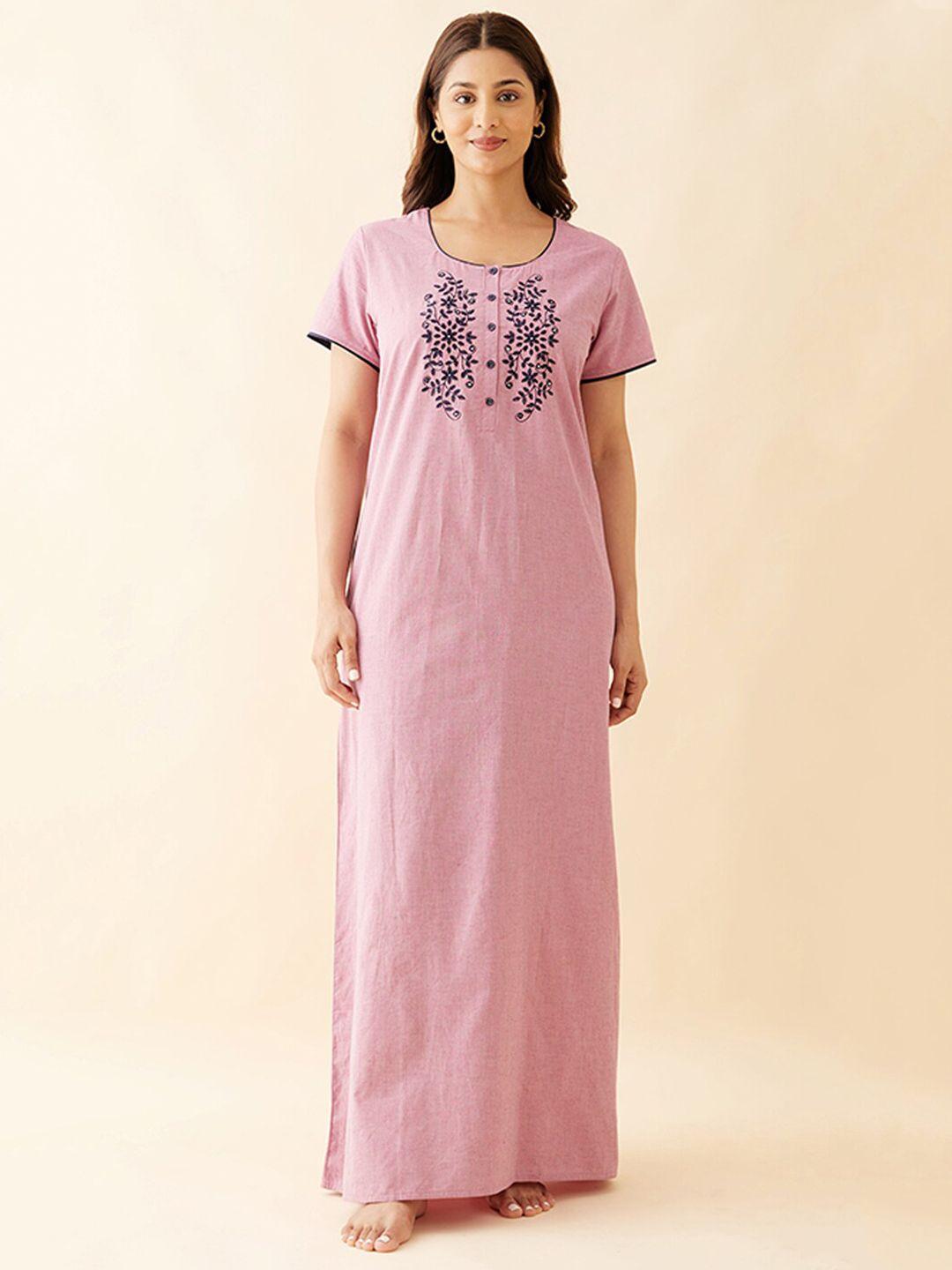 maybell pink embroidered short sleeves nightdress