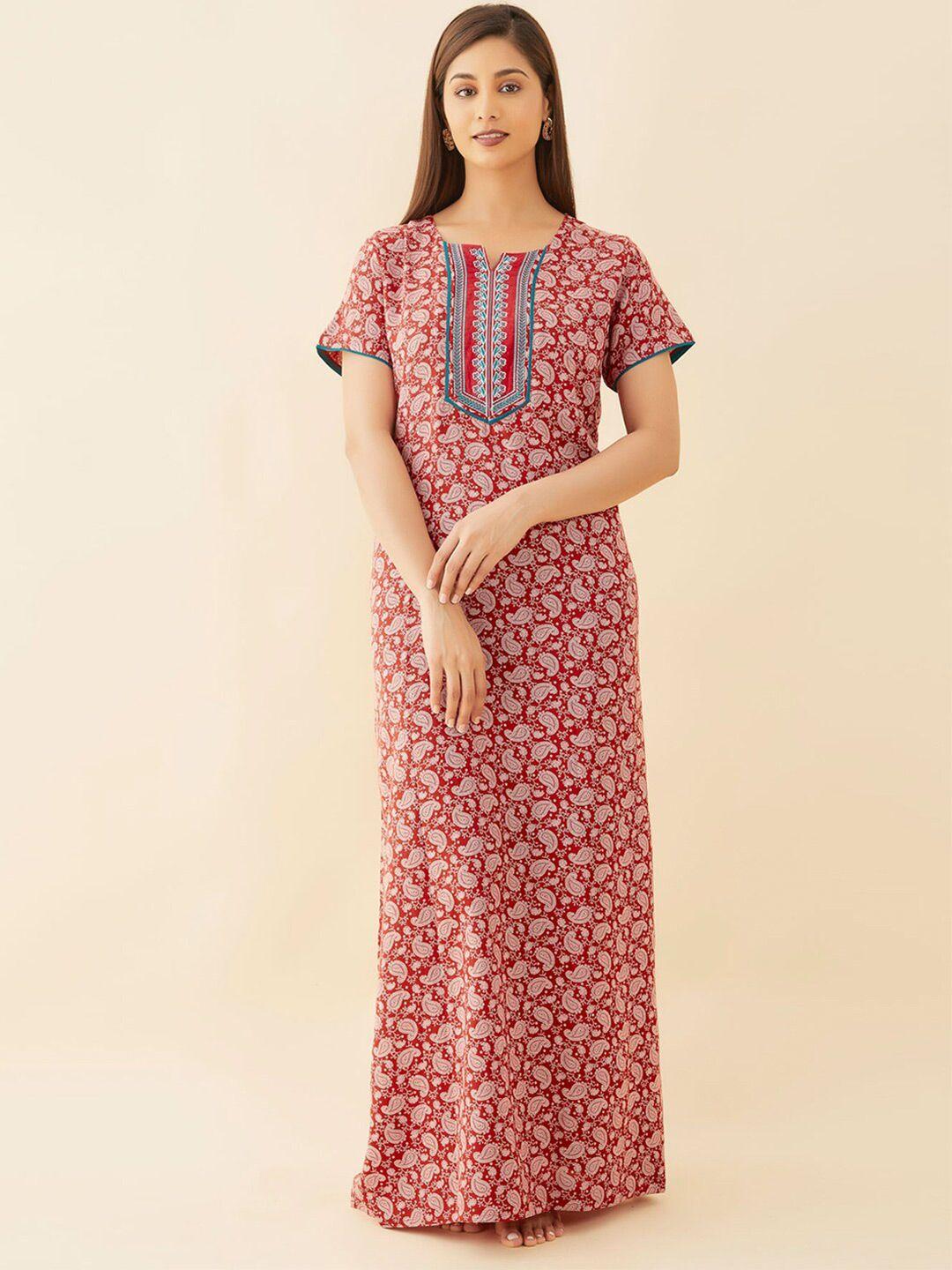 maybell red printed maxi nightdress