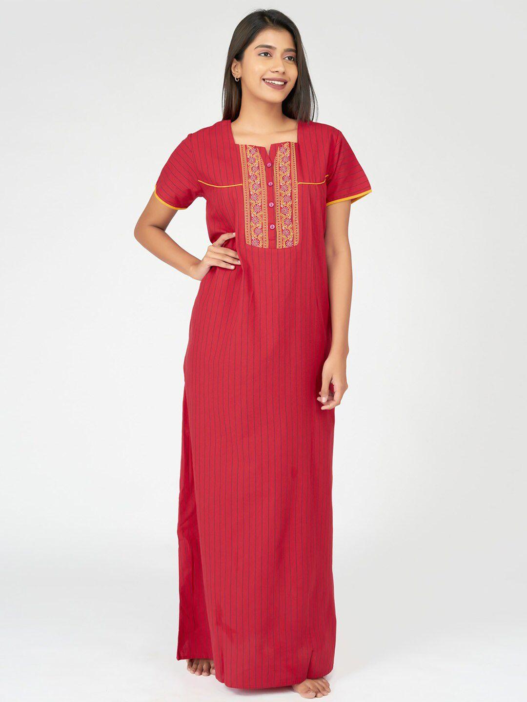 maybell red striped maxi nightdress