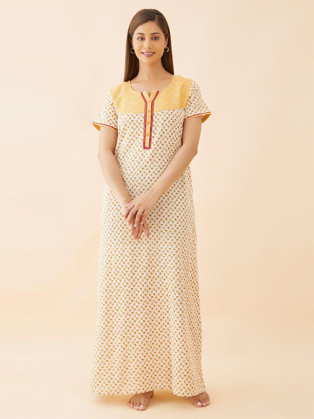 maybell yellow printed maxi nightdress