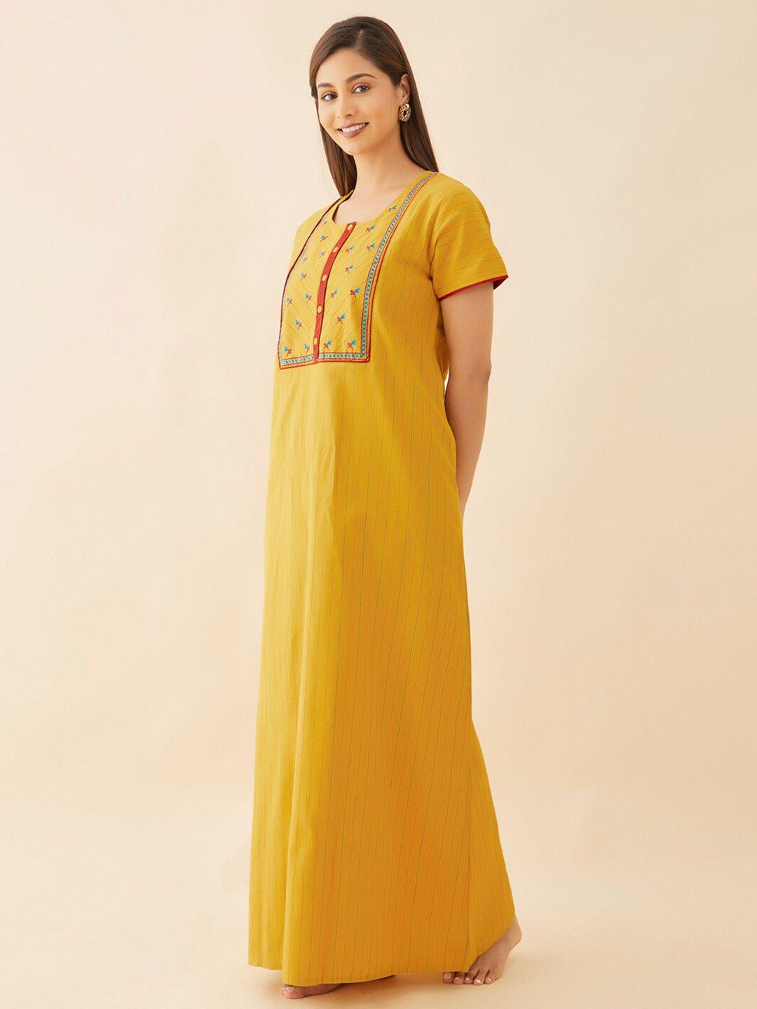 maybell yellow printed maxi nightdress