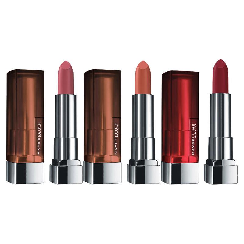 maybelline new york color sensational creamy matte kit - nude nuance + touch of spice + divine wine