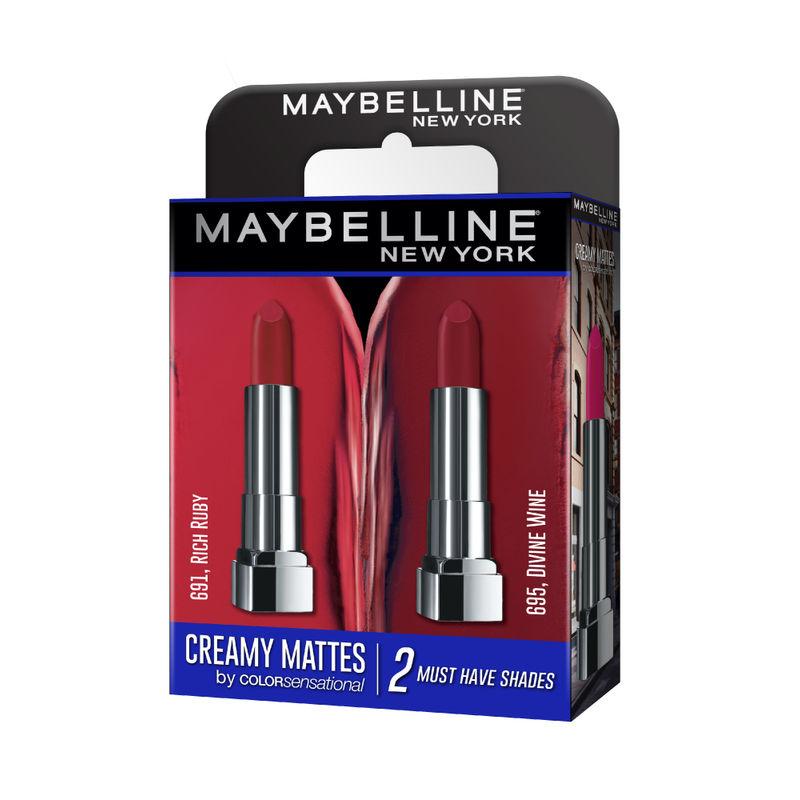maybelline new york creamy matte pack of 2 - rich ruby & divine wine
