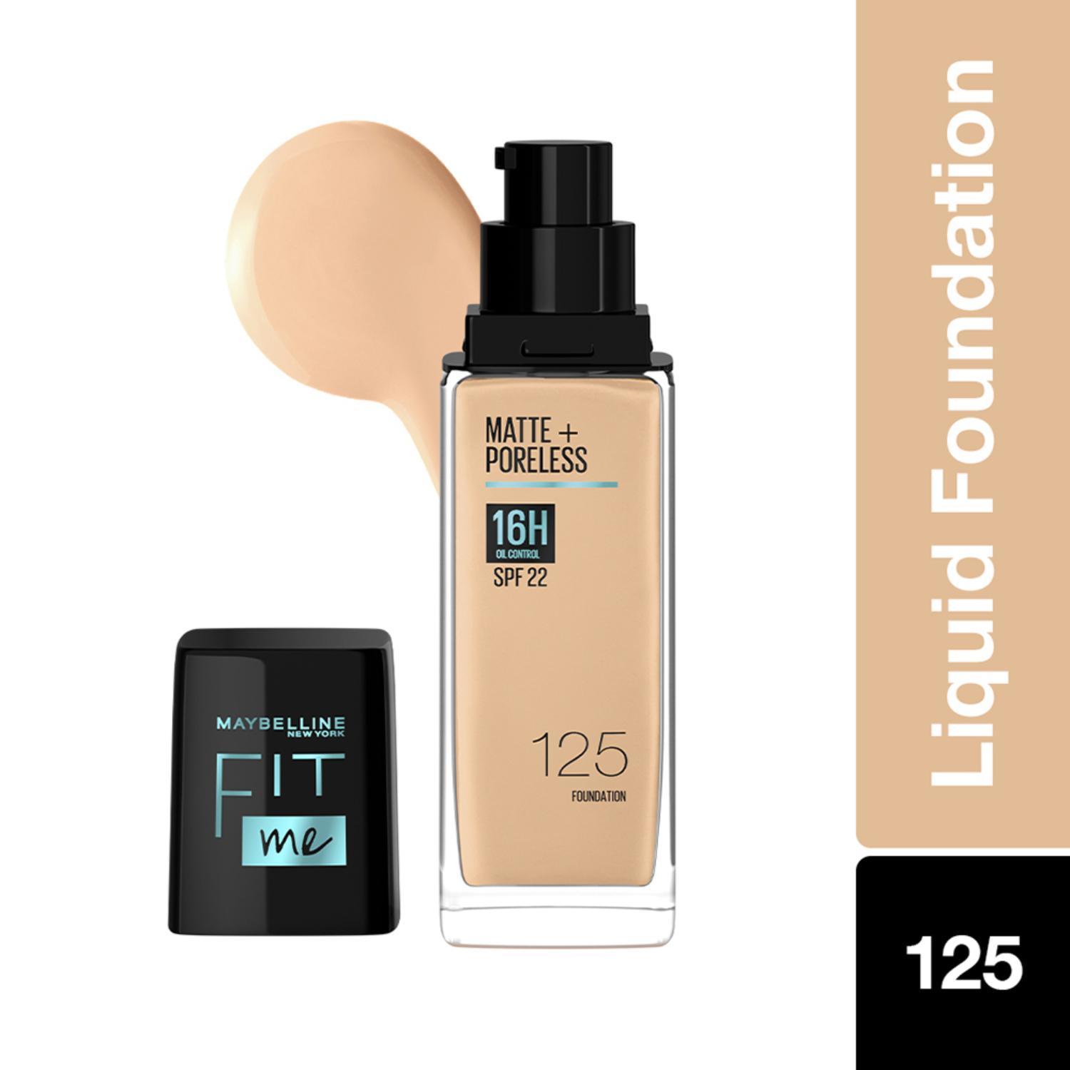maybelline new york fit me matte + poreless liquid foundation spf 22 - 125 nude beige (30ml)