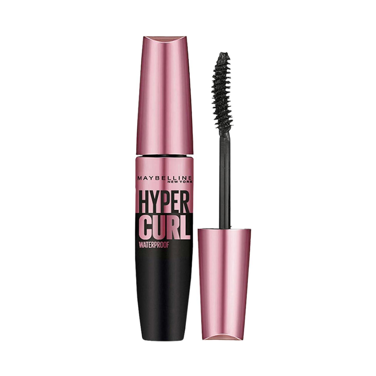 maybelline new york mascara, curls lashes, highly pigmented colour, long-lasting, waterproof, hypercurl , black, 9.2ml