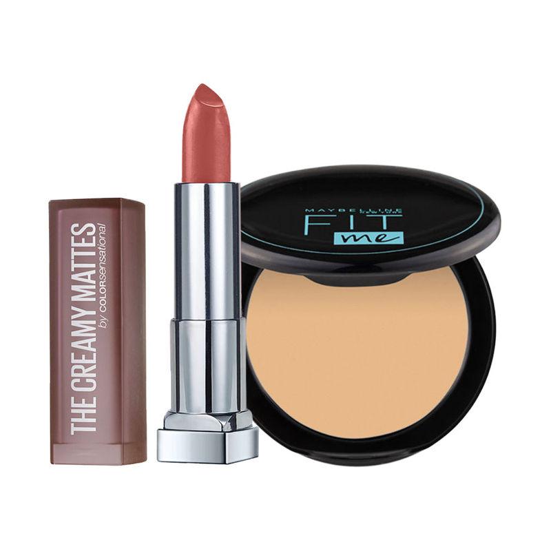 maybelline new york sensational creamy matte lipstick & fit me compact powder
