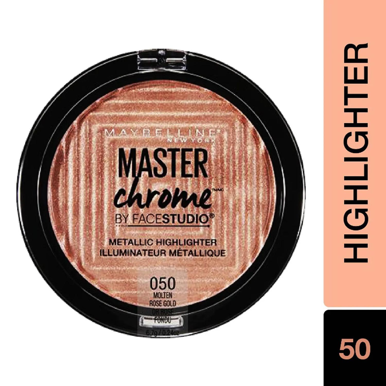 maybelline new york face studio master chrome metallic highlighter - molten rose gold (6.7g)