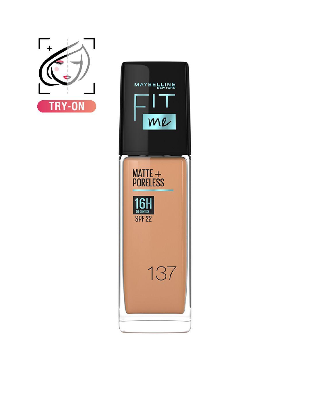 maybelline new york fit me matte+poreless liquid foundation 30 ml - golden tan 137